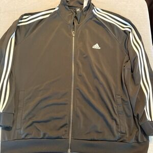 Adidas 3 Stripe Track Jacket Mens 2XL Black White Full Zip Athletic 88387